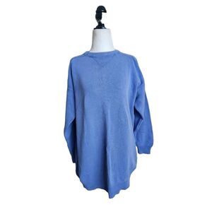 Vintage Periwinkle Purple Cotton knit Sweater Long 3/4 Sleeve 80s 90s Blue